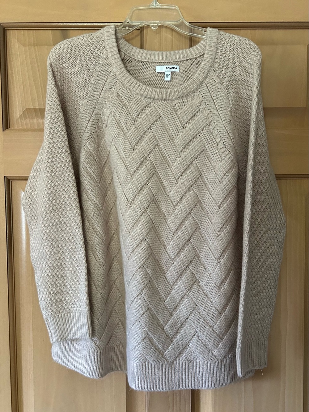 Sonoma Goods For Life Cream Chevron Cable Knit SOFT Sweater XL